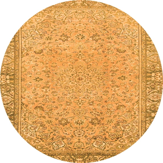Ahgly Company Indoor Round Abstract Orange Modern Area Rugs, 4' Round
