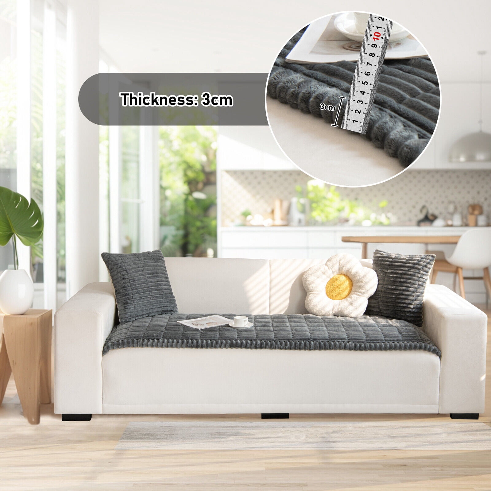 CJC Thickening Fuzzy Couch Pad Couch Protector for Dogs Garden Chic Cotton Protective Couch Covers Pet Mat Bed Sofa Cover
