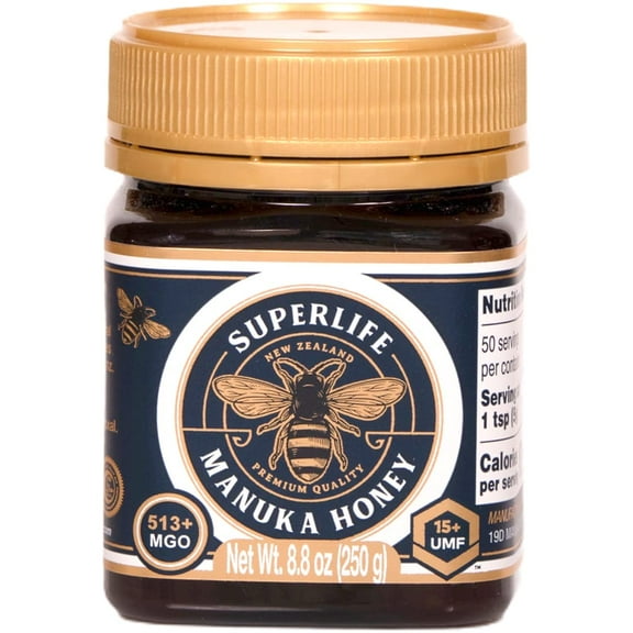 SuperLife - Manuka Honey MGO 514  (UMF 15 ) 8.8 oz, Raw Honey, Pure & Unpasteurised Monofloral New Zealand Honey
