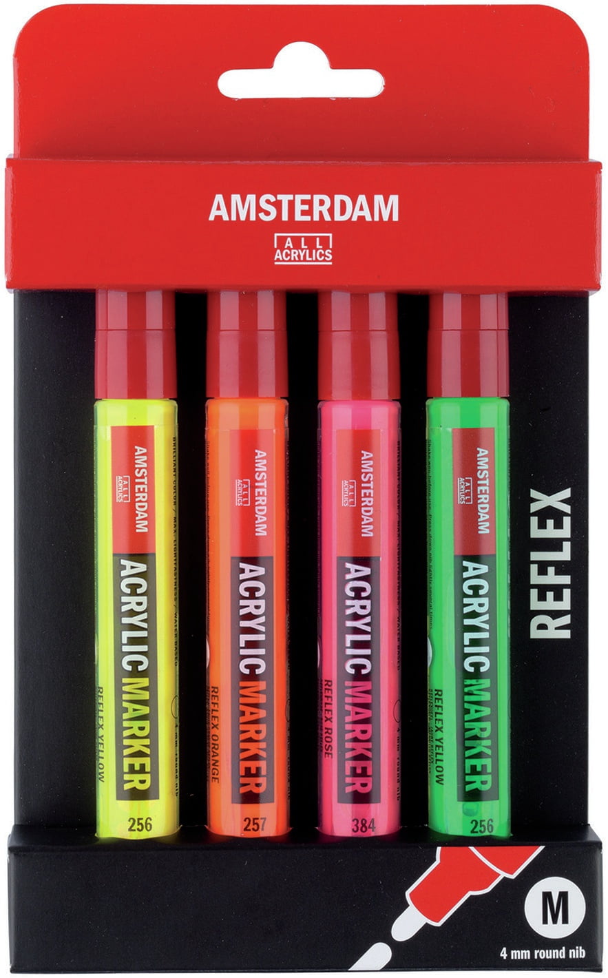 Amsterdam 4mm Acrylic Marker Set 4/Pkg-Reflex