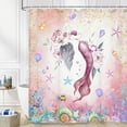 thumbnail image 4 of Mermaid Shower Curtain, Pink Sea Ocean Coral Reef Fish Seashell Theme Waterproof Fabric Bathroom Curtains, Beautiful Pink Sea Ocean Kids Girl Bathroom Shower Curtain with 12PCS Hooks, 36X70IN, 4 of 6