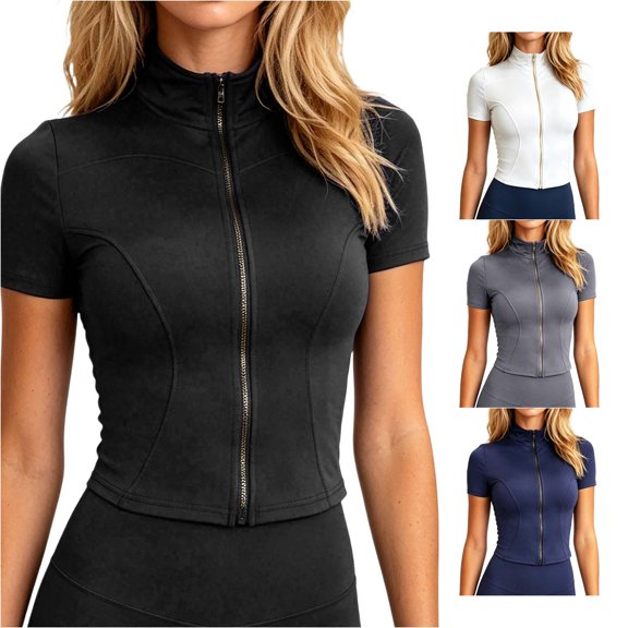 NordicNest Zip Up Short Sleeve Running Jacket For Fitness Slim Fit Yoga Outer Layer With Gold Zipper Breathable Quick For Activewear Womens Shirts Long Sleeve