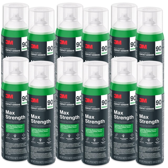 Adhesivo en aerosol 3M Max Strength 90, paquete de 12, 360 ml