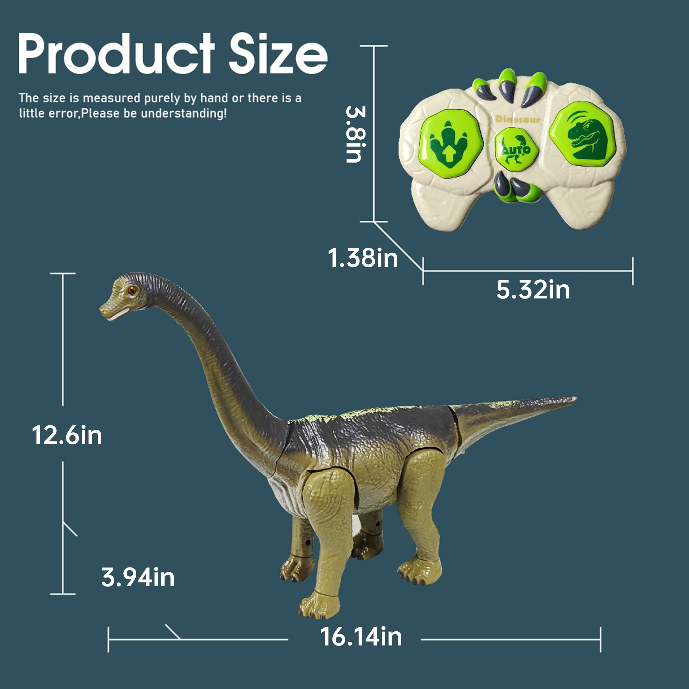 KOPPOP Infrared Remote Control Brachiosaurus, Long Neck Dinosaur with Smooth Walking Motion & Easy Operation Educational Animal Model