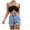 Light Blue, variant on Women's High Waist Elastic Waistband Denim Shorts - Drawstring Casual Fashion