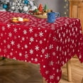 thumbnail image 2 of Christmas Tablecloth Rectangle - 60x84 inch Snowflakes Foil Print Pattern Washable Wrinkle Resistant Holiday Tablecloths for Christmas Family Gathering, Dining Room Table 130GSM, 2 of 7