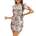 thumbnail image 1 of Bouquet Bursts Square Neck Dress Sweet Summer Dress Women Elegant Halter Print Dress Gouache Watercolor Pattern Repeat Pattern, 1 of 5