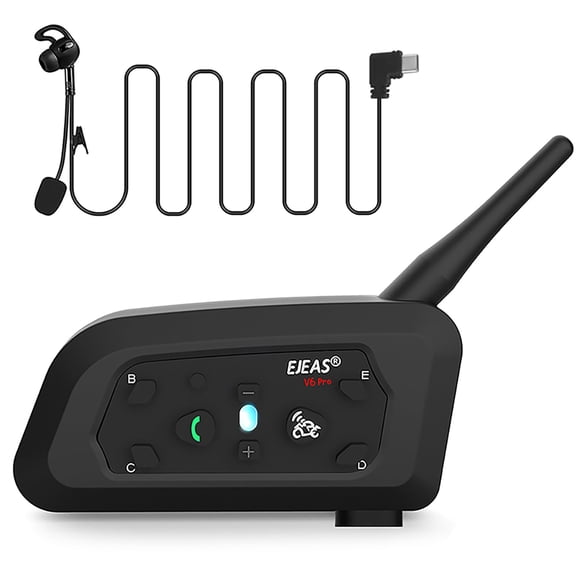 EJEAS V6C Interphone Bluetooth pour Arbitre, Système de Communication Professionnel 2 Voies 1200M avec Brassard et Oreillette pour Football