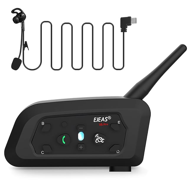 EJEAS V6C Referee Bluetooth Intercom, 2-Way 1200M Professional Referee Headset Communication System with Armband and Earpiece for Football a