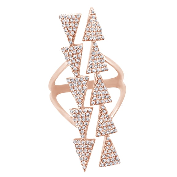 AFFY Round Cut White Cubic Zirconia Triangle Arrow Ring in 14k Rose Gold Over Sterling Silver, Ring Size - 4
