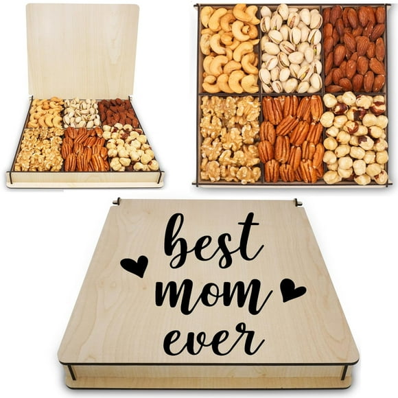Mothers Day Custom Design Boyfriends and Girlfriends  Best Friends  Husband Wife Gourmet Nuts Gift Baskets | Healthy Fresh Gift Food Box Include Fruits and Nuts.