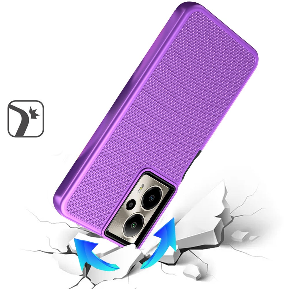 Xpression Phone Case For AT&T Motivate Pro 5G Dual Layer Heavy-Duty Hybrid Rugged Case Rugged Texturized TPU & PC Shockproof Silicone Military Grade Cover, Purple