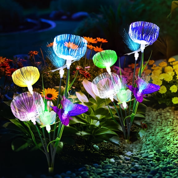2 Pack Solar Outdoor Garden Decorative Lights - Upgraded Solar Outdoor Lights,7-Color LED Changing Lights, Women's Holiday Gift, Suitable for Garden, Patio, Terrace, Path Decoration
