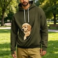 thumbnail image 4 of Mifsaly Mens Kangaroo Pouch Hoodie Long Sleeve Hooded Sweatshirt Dogs Cats Pet Carrier Animal Holder Pullover Army Green,L, 4 of 7