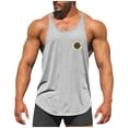 thumbnail image 2 of UVEASISHA Cotton Workout Shirts Men Big and Tall Stringer Tank Tops Y Back Sleeveless Gym Muscle T-Shirts Casual Floral Print Athletic Tank Top Gray 3XL, 2 of 5