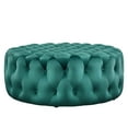 thumbnail image 4 of Modway Amour Tufted Button Large Round Performance Velvet Ottoman in Teal, 4 of 6