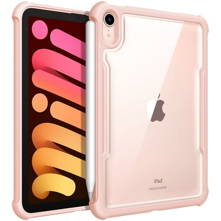 Fintie TPU SlimShell Case for iPad Mini 7 (A17 Pro) 2024 / iPad Mini 6 2021 - Clear Hard Back Cover with Shockproof Soft TPU Bumper for iPad Mini 7th/6th Generation 8.3 Inch, Rose Gold
