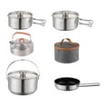 thumbnail image 3 of Camping Cookware Stainless Steel Portable Utensils Tableware Cooking Set for with kettle, 3 of 9