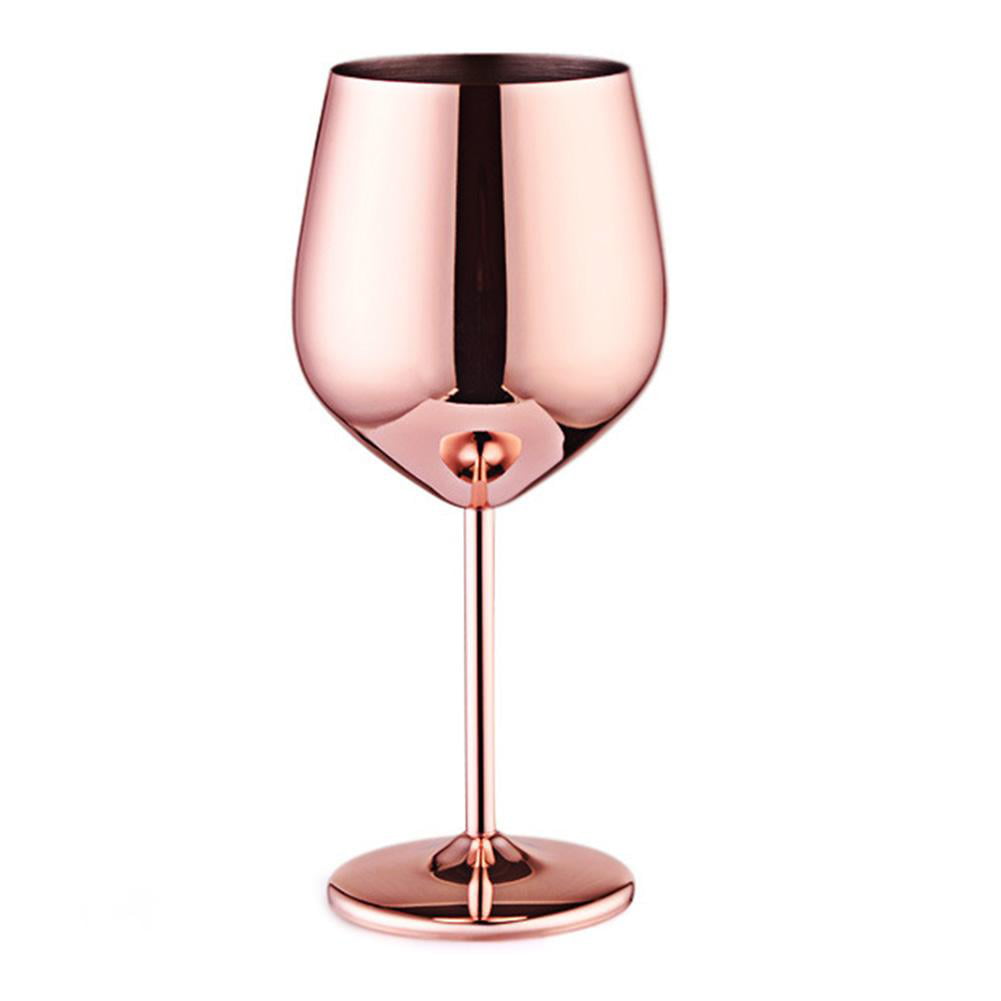 Red Wine Glass Goblet Stainless Steel Copper Plated Cup Bareware 17oz Golden 