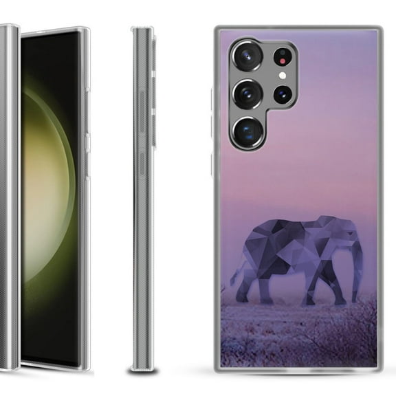 Shockproof Gel Phone Case for Samsung Galaxy S23 Ultra 5G, by OneToughShield ® - Twilight Elephant