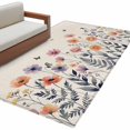 thumbnail image 2 of Spring Floral 3'x5' Washable Rug, Elegant Pastoral Flowers Watercolor Botanical Non-Slip Area Rugs for Entryway Kitchen Classroom, StainResistant Dorm Throw Carpet, Low Pile Soft Indoor Floor Mat, 2 of 9