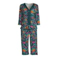 thumbnail image 2 of The Pioneer Woman 3/4 Sleeve V-Neck Top and Cropped Pant Pajama Set, 2-Piece, Women's, 2 of 6