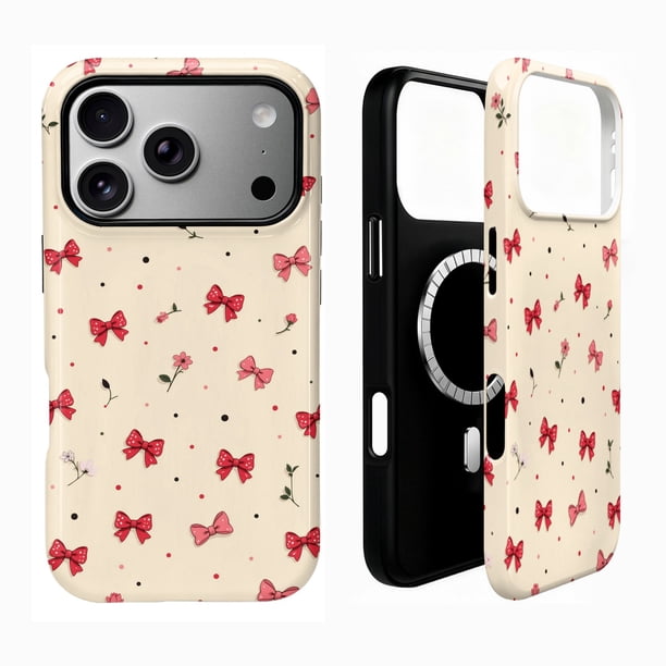 SKLYDDI Funda para iPhone 17 Pro Max con Diseño de Lunares y Flores, Compatible con MagSafe
