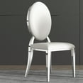 thumbnail image 4 of 2 Pieces Leatherette Dining Chair Set With Oval Backrest Design and Stainless Steel Legs, Casual Accent Chair Set For Dining Room, Living Room, Office, Apartment, White Cushion+Silver Mirrored Frame, 4 of 8