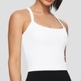 thumbnail image 4 of Stamzod Workout Tank Tops for Women Tight Racerback Scoop Neck Athletic Yoga Shirts with Built In Bra White L, 4 of 5