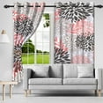 thumbnail image 3 of Pink Gray Floral Curtains,Boho Dahlia Blackout Window Drapes for Bedroom Living Room 2 Panel Sets, 42x108 Inch, 3 of 6