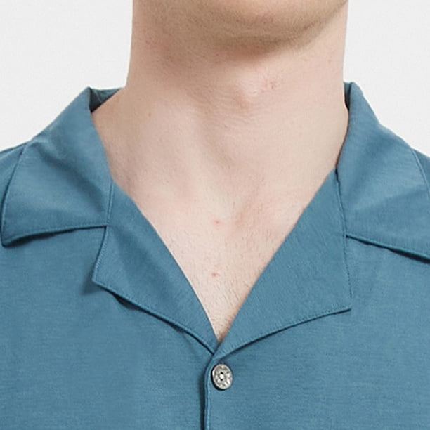 Chemise De Nuit Homme Maeau – Manches Courtes, Col V, Bloc De Couleur, Coupe Ample S-XXL