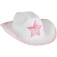 thumbnail image 1 of Sombrero de vaquera Rhode Island Novelty de fieltro blanco con estrella rosa, 1 of 3