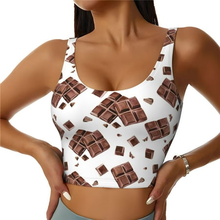 Racerback Sports Bras For Women High Support  Chocolate Print No.J98 Workout Tank Tops Woman  Workout Yoga Running Bra
