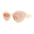 thumbnail image 3 of Womens Mod Super Nerdy Thick Cat Eye Plastic Sunglasses Beige Brown, 3 of 4