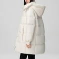 thumbnail image 3 of Cavosen Long Womens Puffer Jacket Hoodie Full Zipper Coat Quilted Thicken Warm Long Sleeve Down Jacket Maxi Length Puffy Padded Fitted Jacket with Pocket Winter Outwear Beige XL, 3 of 3