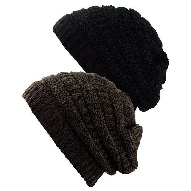 Bonnet Tricoté pour Femmes (Lot de 2), Noir/marron