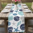 thumbnail image 4 of Navy Blue Coastal Table Runner 70 Inches, Starfish Shell Coral Summer Beach Ocean Bed Runner Dresser Scarves Tabletop for Indoor Outdoor Parties/Ceremony/Banquet, 13" x 70", 4 of 9