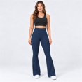 thumbnail image 4 of Carlikeit Women's Flare Leggings High Waisted Yoga Workout Pants with Cargo Pockets No Front Seam High Stretch Quick Dry Bootcut Leggings, 4 of 7