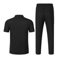 thumbnail image 5 of LEKWK 2 Piece Set for Men Deep V Neck Short Sleeve Loose Fit Tops and Drawstring Straight Leg Pants Summer Fashion Casual Solid Travel Daily Outfits, 5 of 6