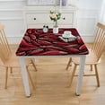thumbnail image 3 of Burnt Orange Elastic Square Tablecloth, Leafage Pattern Flower Petals Home Decorative Tablecloths, Great for Home Kitchen/Parties/Holiday Dinner, 3 of 7