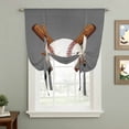 Baseball Tie Up Curtain for Window, Sports Gray Background Cartoon ...