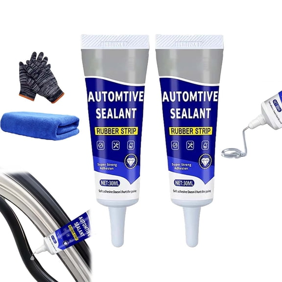 Car Door Rubber Sealant Adhesive – 2‑in‑1 Seal & Bond Automotive Repair Glue, Fixes Rubber Strip Gaps, Tears & Loose Trim for Car Interior Parts (2PCS)