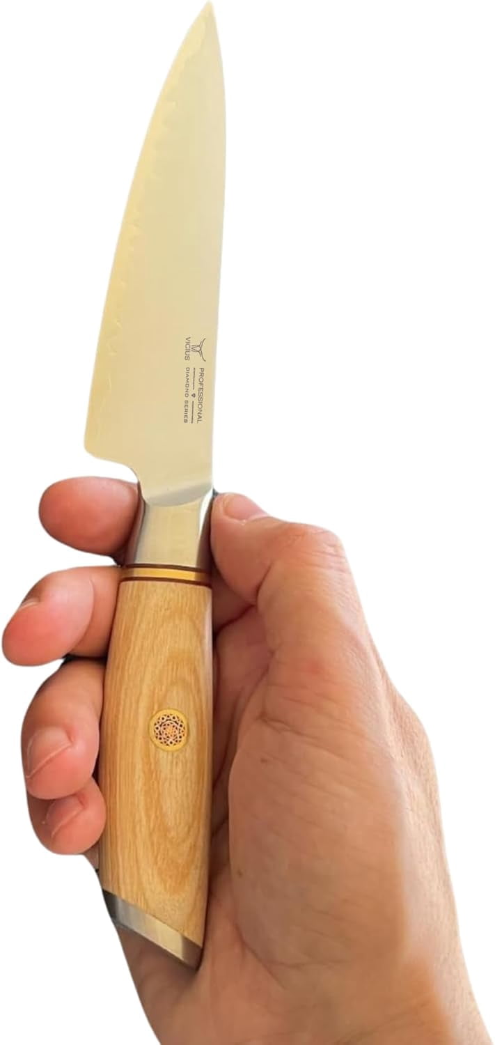 5-Inch Utility Knife, 3-Layer 10Cr15CoMoV Damascus Steel Blade, Razor Sharp Kitchen Knife for Slicing & Dicing, Pakka Wood Handle, Gift Box