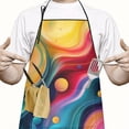 thumbnail image 2 of Colorful Tie Dye Flow Ball Pattern Apron-Garden Aprons for Women with Pockets-Cotton Linen Waterproof Kitchen Cooking Gardening Aprons Adjustable for Kitchen,Cooking,BBQ and Salon 33x27 Inch, 2 of 7