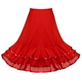 thumbnail image 2 of Alvivi Kids Girls Chiffon Tiered Striped Mesh Skirt Lyrical Latin Salsa Rumba Flamenco Dance Skirt Red 8, 2 of 7