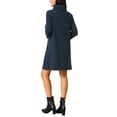thumbnail image 3 of INSPIRE CHIC Women's Knit Dress 3/4 Sleeve Loose Turtleneck Pullover Sweater Fall Winter Mini Dress with Pockets S Dark Blue, 3 of 6