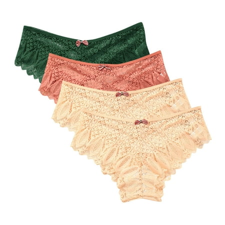 Women Boxers Briefs 4 Pack Seamless Underwear for Women Lace Thong Cheeky Panties Breathable Briefs Stretch High Cut Plus Size Ladies Bikini Thongs Women Underwear Cotton Orange 4XL