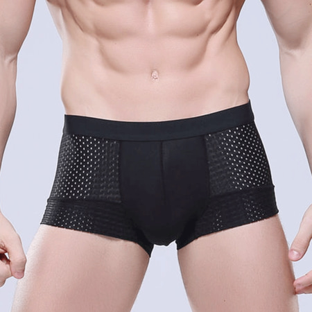 Cotton Brown Boxer Shorts New Men Cotton Underwear Boxer Briefs Shorts Bulge Pouch Underpants Breathable Black L ()