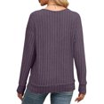 thumbnail image 4 of Tawop T Shirts for Women Womens T Shirts Long Sleeve V Neck Knitted Purple M(Us:6), 4 of 7