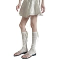 thumbnail image 4 of Women Ballet Leg Warmers, Sheer Tie Strap Scrunch Calf Socks for Layered Outfits, 4 of 8